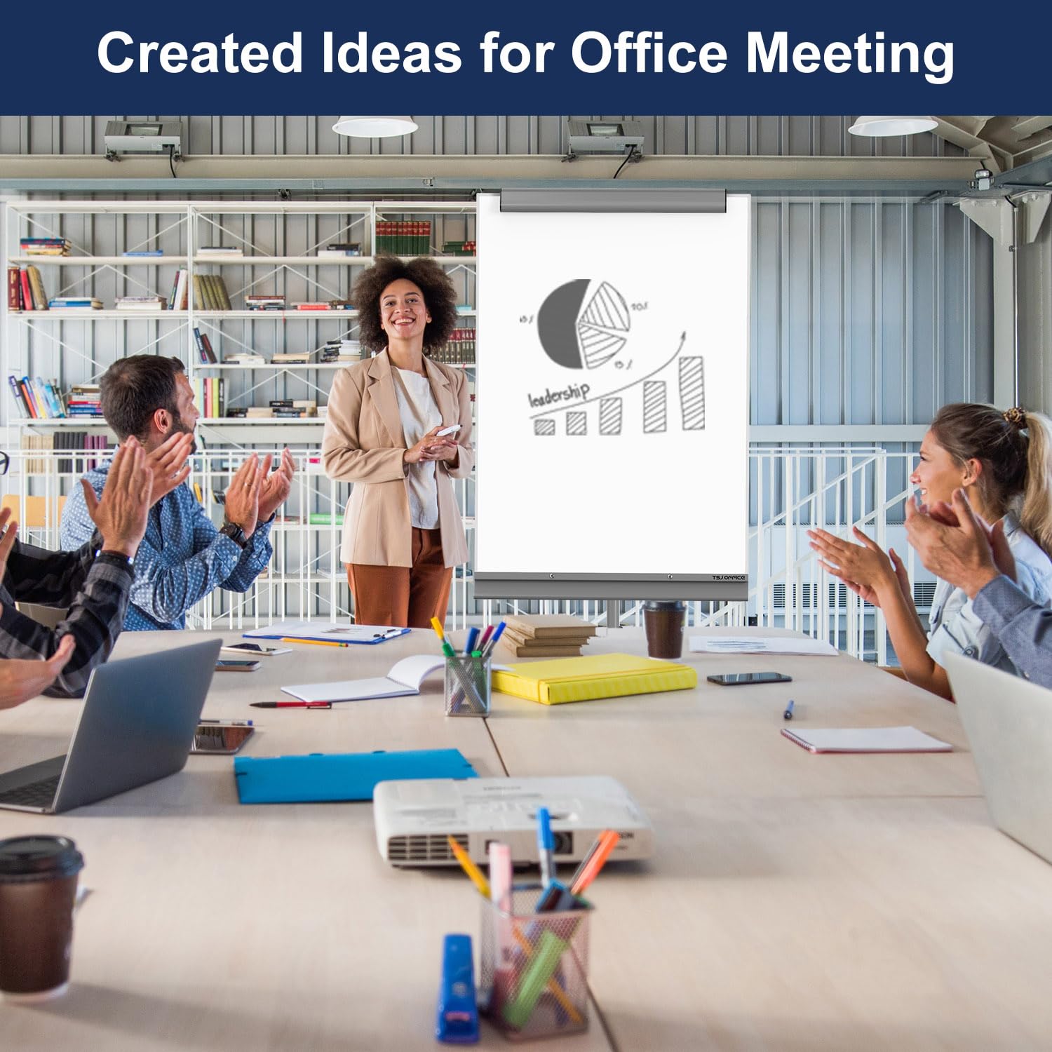 TSJ OFFICE Pizarra blanca móvil de pie – 40 x 26 pulgadas, pizarra blanca de borrado en seco, trípode con soporte rodante, caballete de altura ajustable