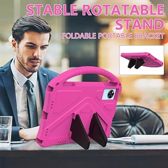 YRH for Doogee U11 Tablet Case 2025, Kids EVA Shockproof Cover with Stand Handle (Pink)