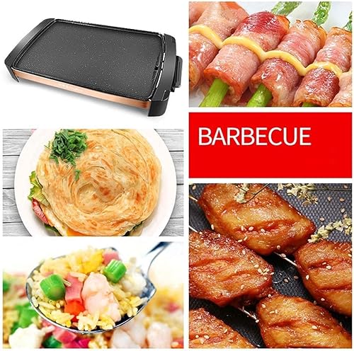 Miniatura 7 de Parrilla eléctrica de mesa Teppanyaki, parrilla antiadherente, 5 limas con temperatura ajustable, barbacoa de placa caliente para barbacoa, parrilla