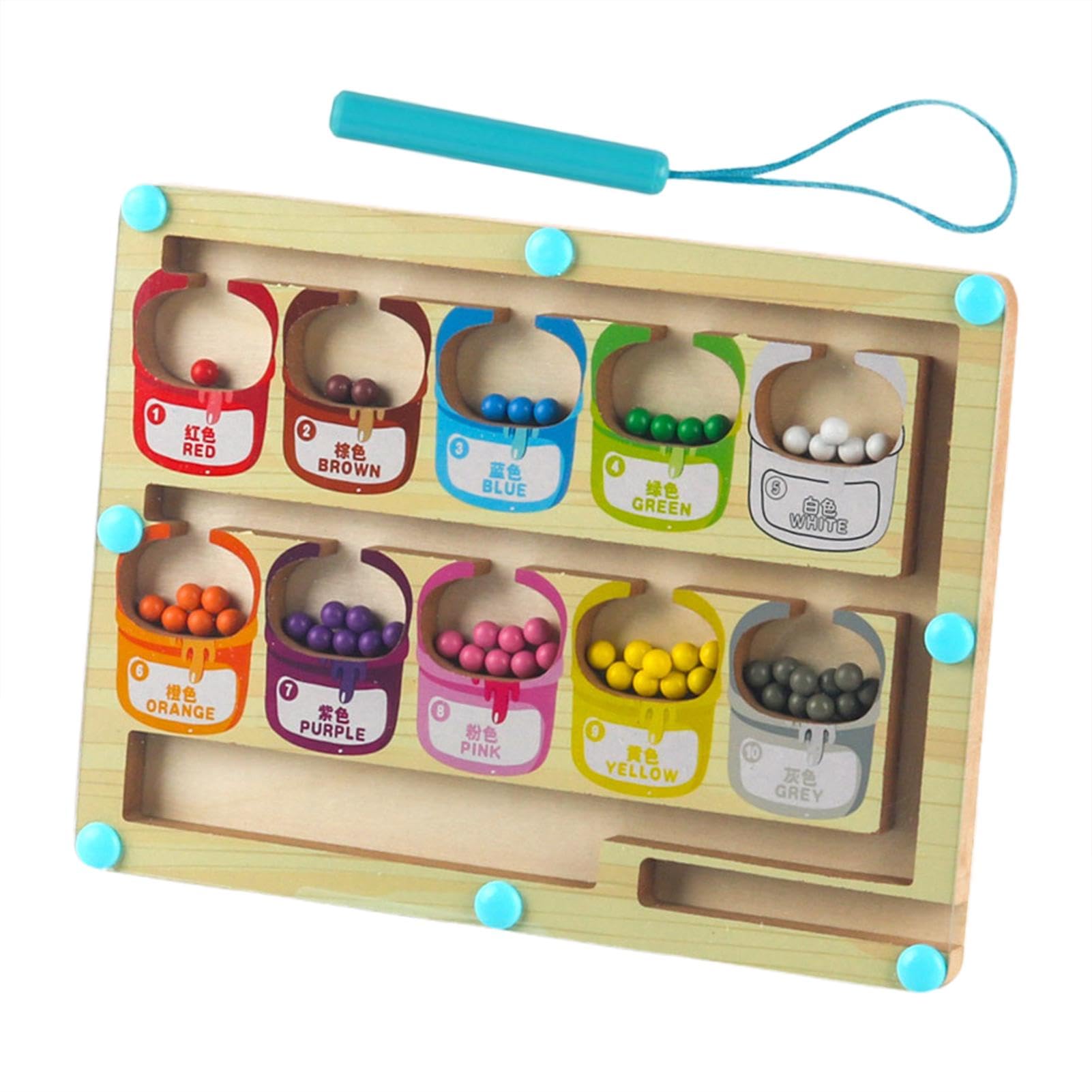 Tableau De Labyrinthe De Couleurs Et De Chiffres, Plateau De Jeu De Puzzle En Bois Pour Enfants Comptage Tri Couleurs