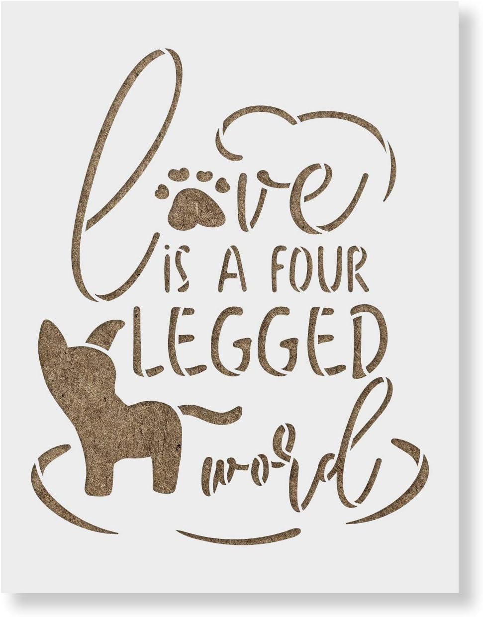 Love is A Doggy Stencil - Dogs, Durable for Making Family Name Signs and Art