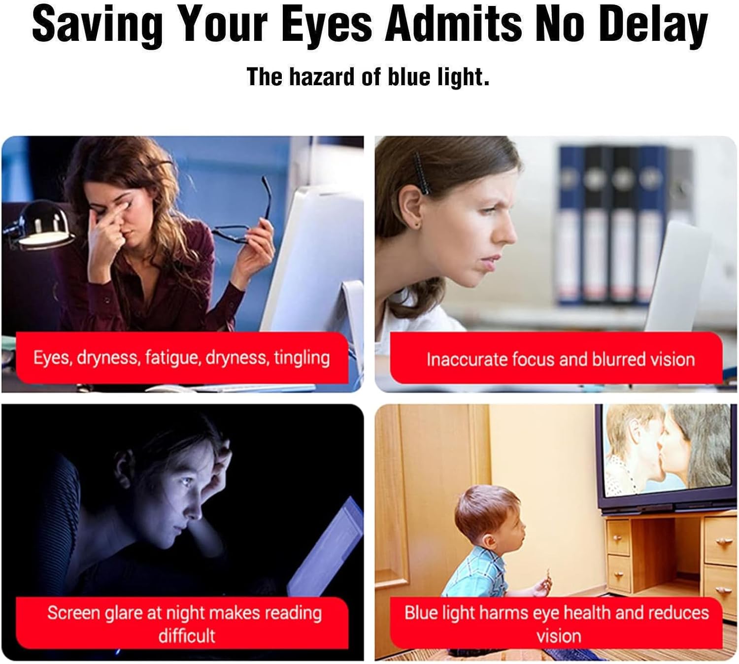 Computer Privacy Screen Protector for 23 Inches for 16:9 Monitors - Anti-Glare Blue Light Filtering Eye Protection, Hanging Removable Desktop Monitor