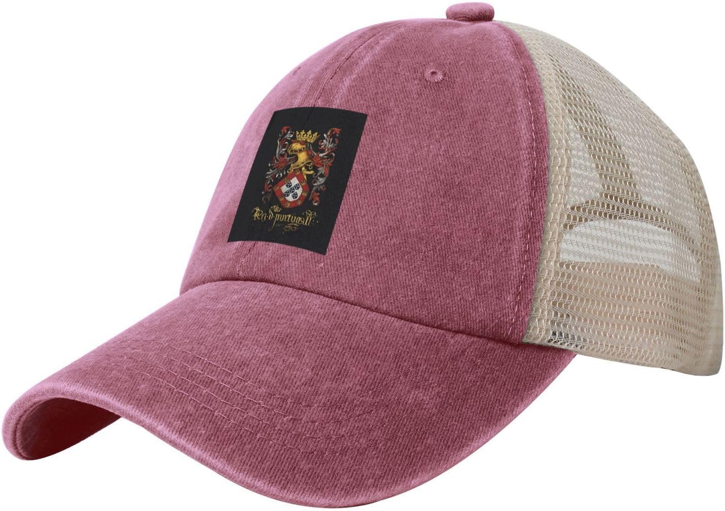 Unisex Baseball Cap with Mesh Back - Adjustable Snapback Cap Coat of Arms of The King of Portugal Mesh Hats Traditional Culture Summer Sun Hat for Outdoor, Golf, Travel