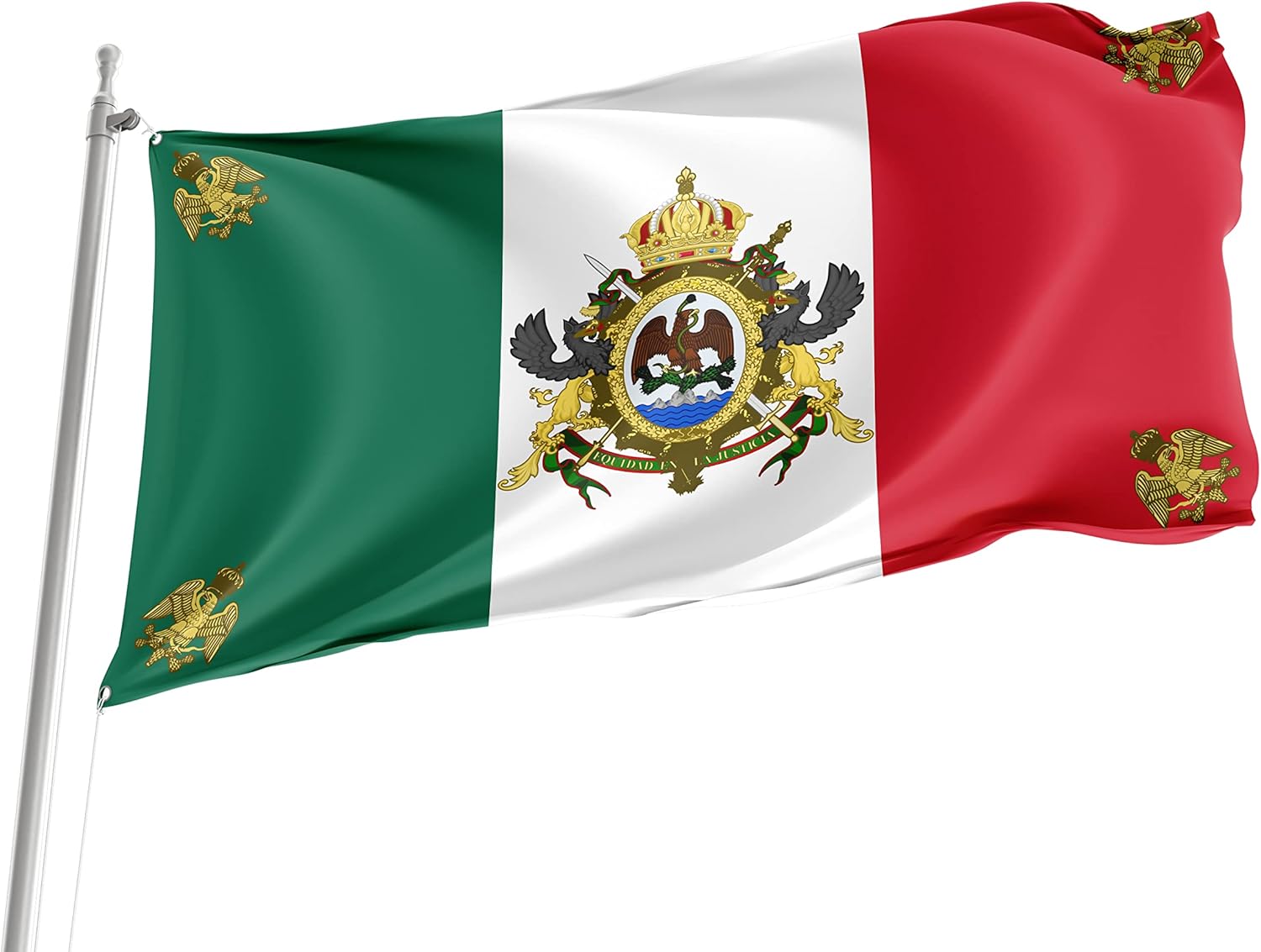 Second Mexican Empire Flag, Unique Design Print, Flags for Indoor & Outdoor Use, Durable Stitching, Bright Colours, Reinforced Fabric, Size - 3x5Ft / 90x150cm