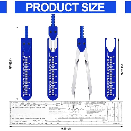 Miniatura 2 de Tondiamo Juego de 2 calibradores de electrocardiograma y regla de electrocardiograma, juego de combinación de calibradores de ECG, calibradores de