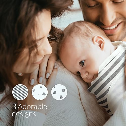 Miniatura 2 de Saco de envolver para bebé con 3 gorros de bebé (paquete de 3) – 100% algodón Oeko-TEX – Recién nacido 0 – 3 meses – Saco de dormir