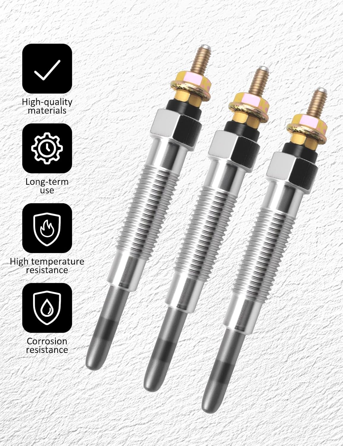 3PCS Glow Plugs Fit for Mitsubishi S4S S3L S3L2 Engine Forklift Compact Tractor Replace 32A66-03100 32A66-03101 32A66-03102