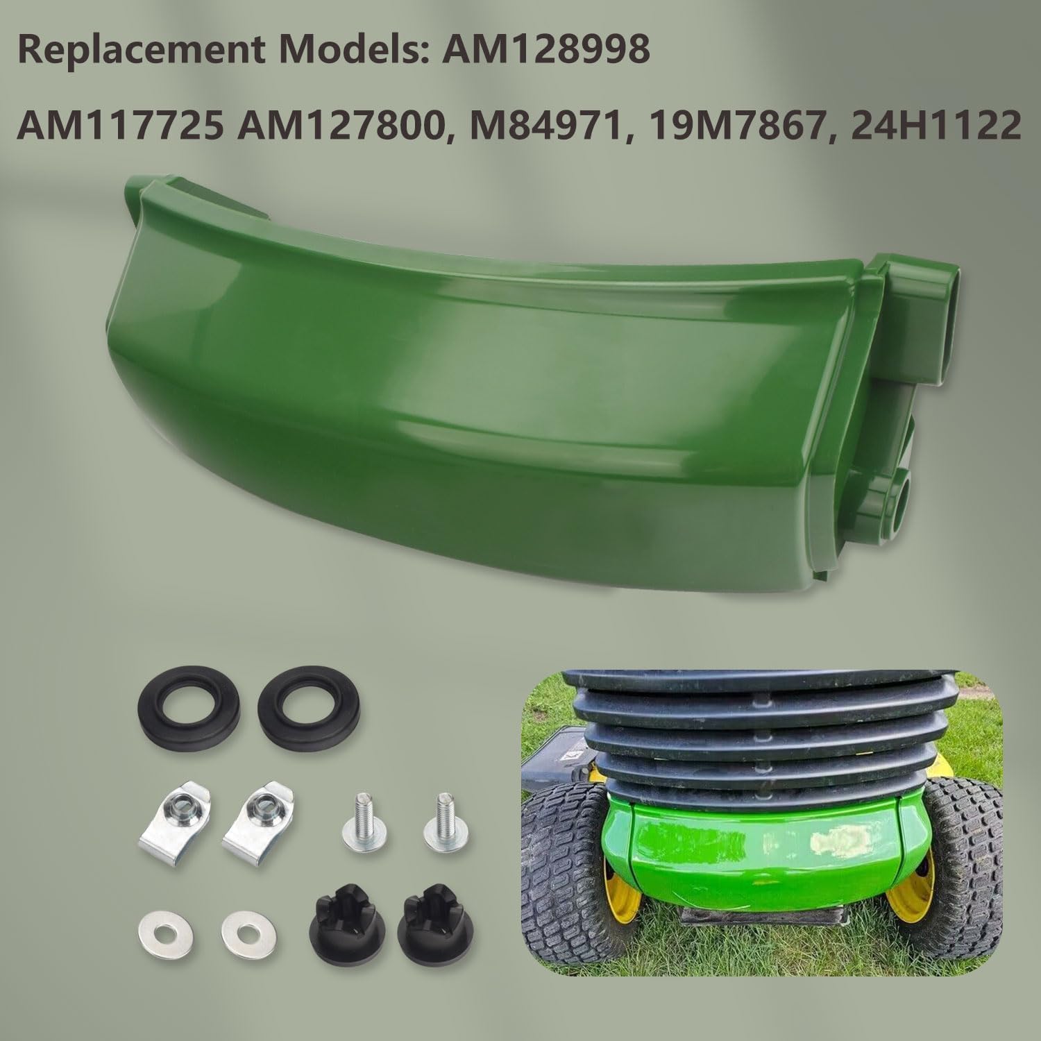 Lawn Mower Parts Hood Bumper Hinge Kit AM128998 Compatible with John D-eere LT133 LT150 LT155 LT160 LT166 LT170 - Replaces Old AM117725, Include Hardware M84971 19M7867 and 24H1122