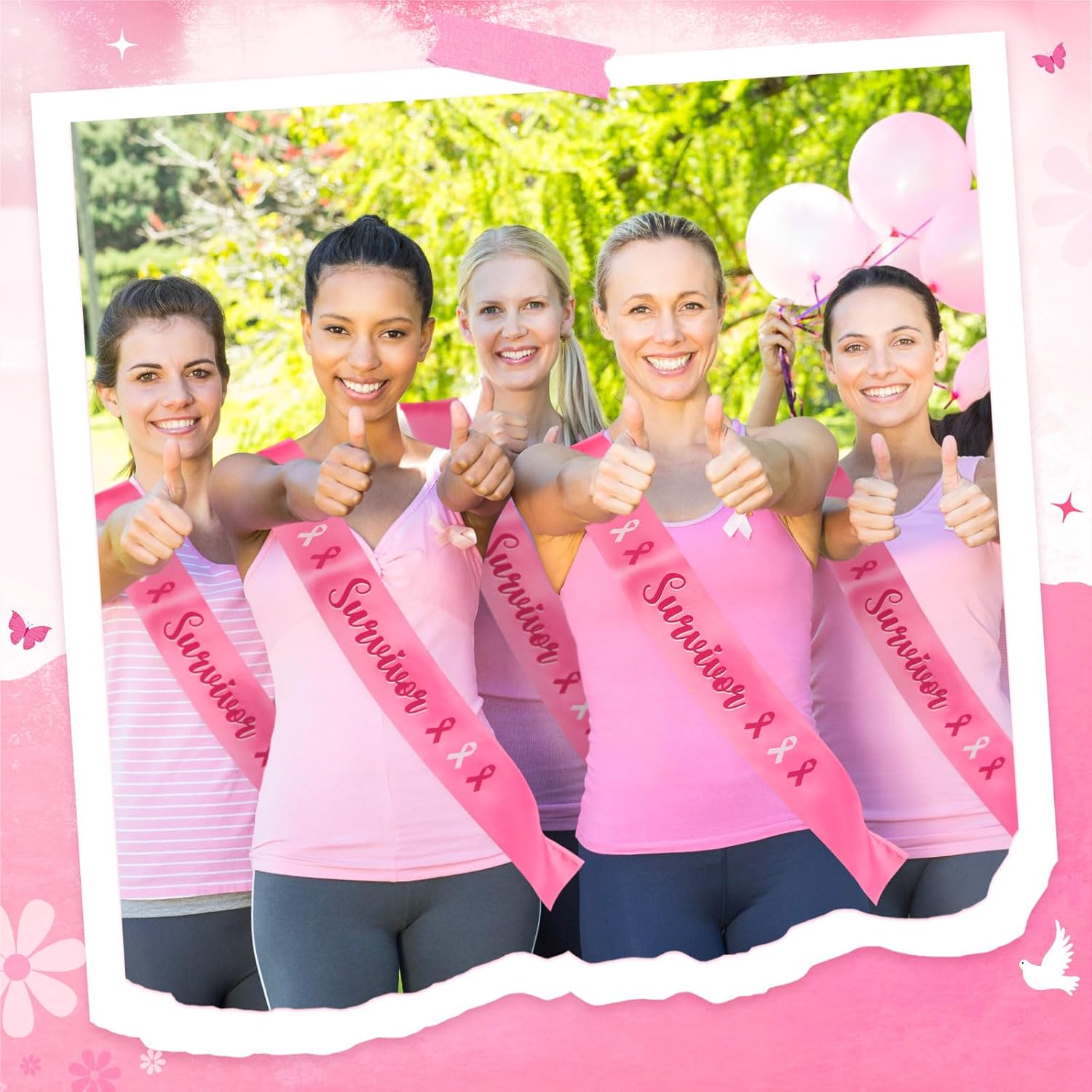 24 Pcs 2025 Breast Cancer Survivor Sash Breast Cancer Awareness Pink Ribbon Sashes for Survivors Women Party Favors Supplies Decorations