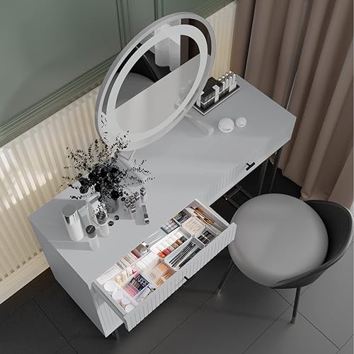 Miniatura 2 de Scurrty Mesa de tocador de maquillaje de 47 pulgadas con cajones, juego de escritorio para niñas, tocador y escritorio de maquillaje, armario de