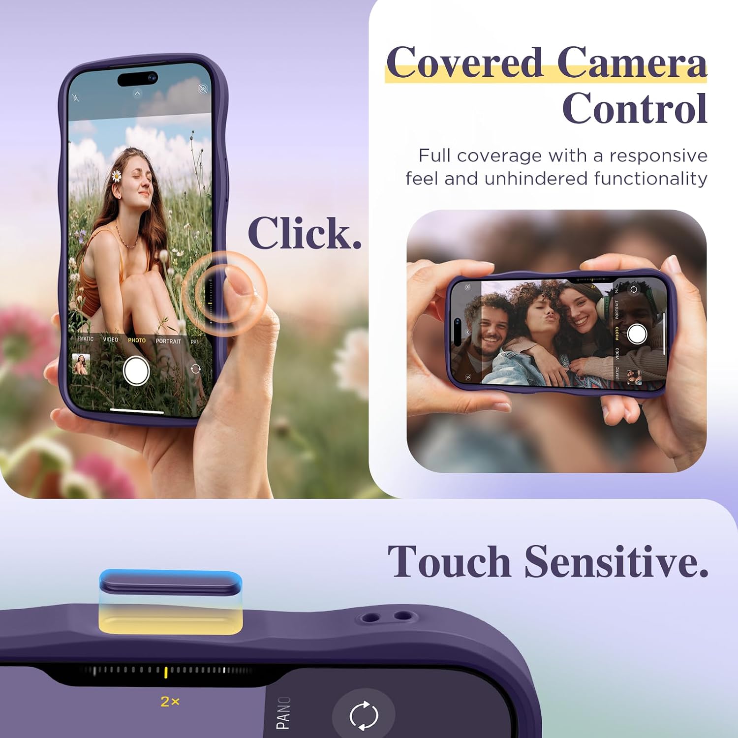 GVIEWIN for iPhone 17 Pro Max Case Compatible with MagSafe [Curly Wave Edge][Full Camera Protection] Floral Translucent Shockproof Magnetic Women Phone Case for 17 Pro Max, Morning Glory/Deep Purple thumbnail