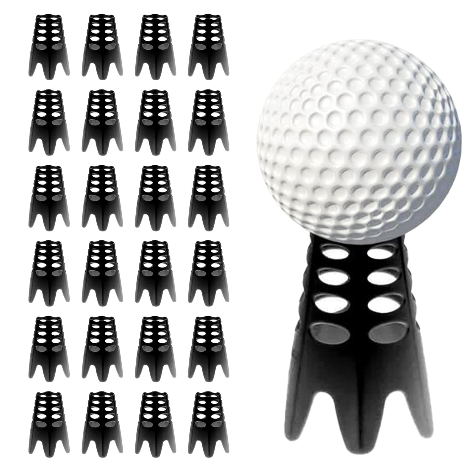 ORESDD Golf-Tees, 24 Stück, Schwarz, Kunststoff, Hochwertig, Flexibel, Einstellbare Höhe, Vielseitig