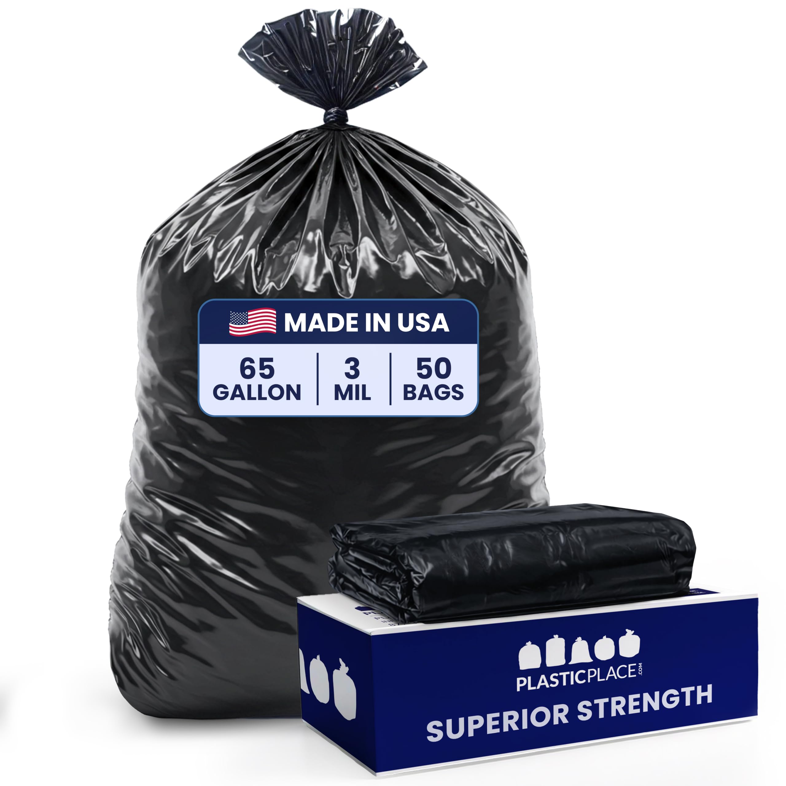 Plasticplace 65 Gallon Trash Bags