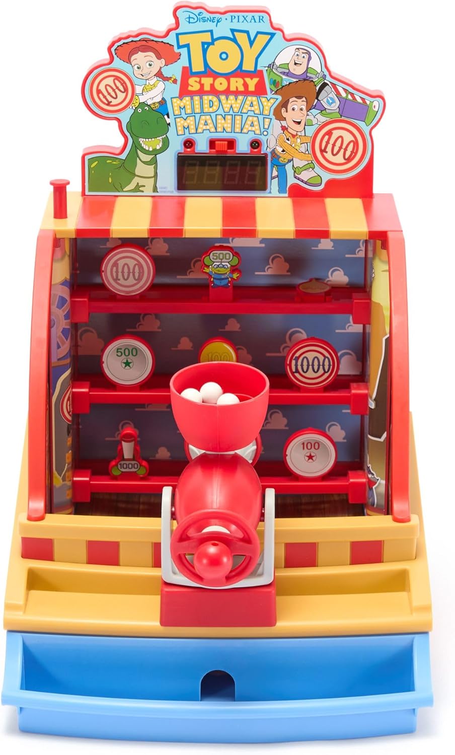 Disney Store Official Toy Story Midway Mania! Game - Carnival Shooting Gallery Mini Arcade Game with Electronic Digital Scoreboard & Toy Story Screen Art Billboard - Shooting Games for Kids
