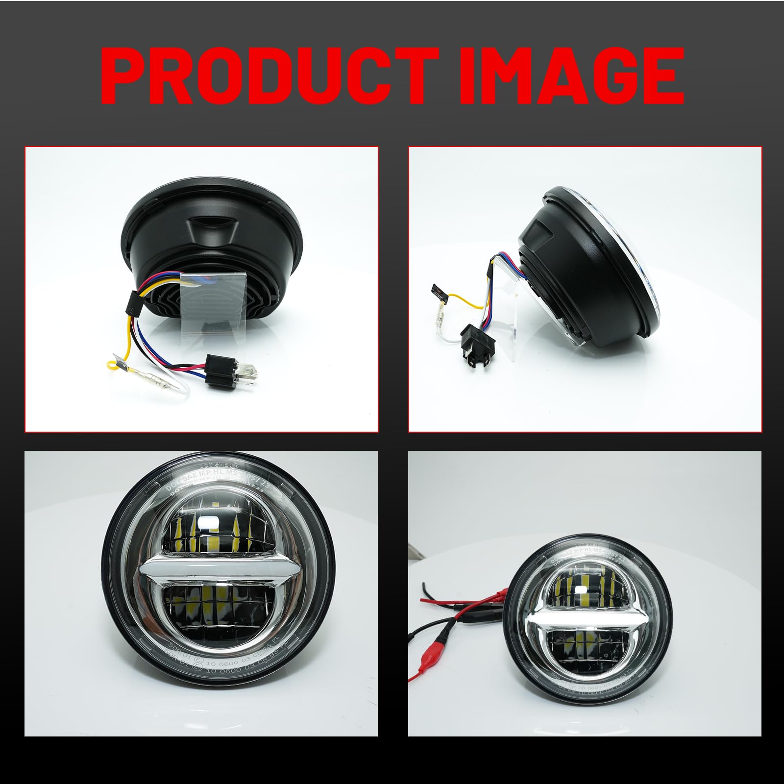 5,75 '' LED moto faro rotondo omologato per Harley Davidson Dyna Street Bob Super Wide Glide Low Rider Night Rod Train Sportster Iron 883 Indian Scout Triumph (argento)