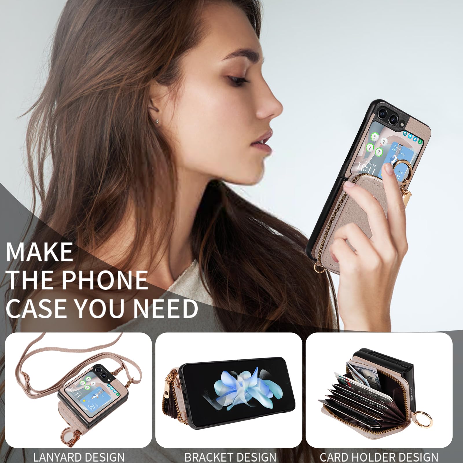 Custodia a portafoglio per Samsung Galaxy Z Flip 6/Z Flip 7 FE 5G