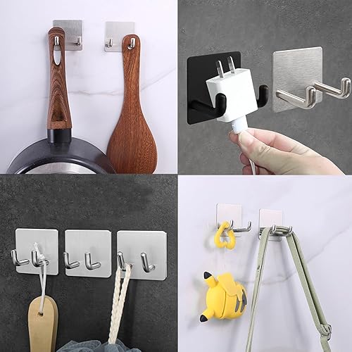 Miniatura 8 de Vanloory Ganchos para toallas de baño, paquete de 5 ganchos de doble punta, gancho resistente para bata montado en la pared, colgador de toallas de