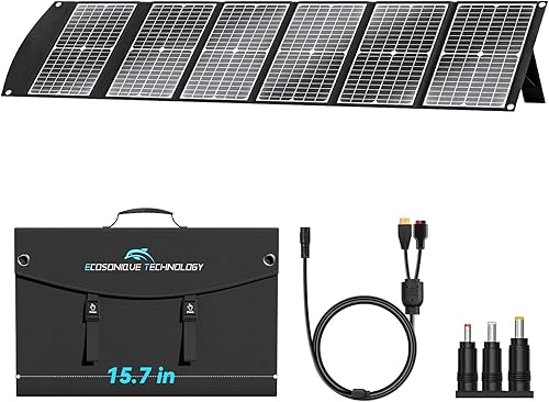 Cargador de paneles solares portátiles Ecosonique 100W extremadamente ligero y compacto plegable para estación de energía de camping, generadores