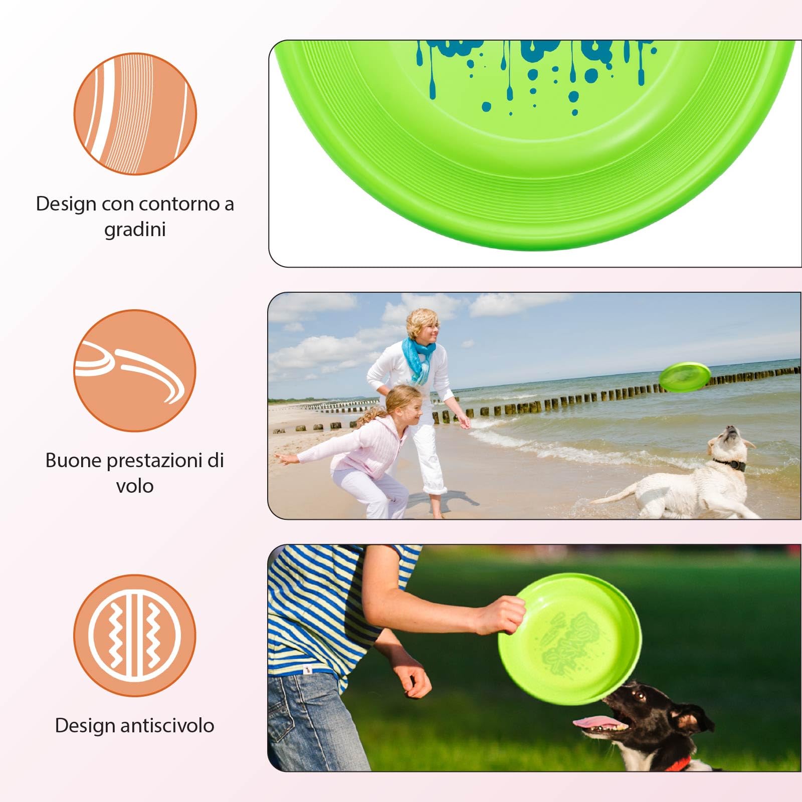 Wham-O Frisbee Disco Volante 23.75 cm Gioco per Cani Bambini Spiaggia