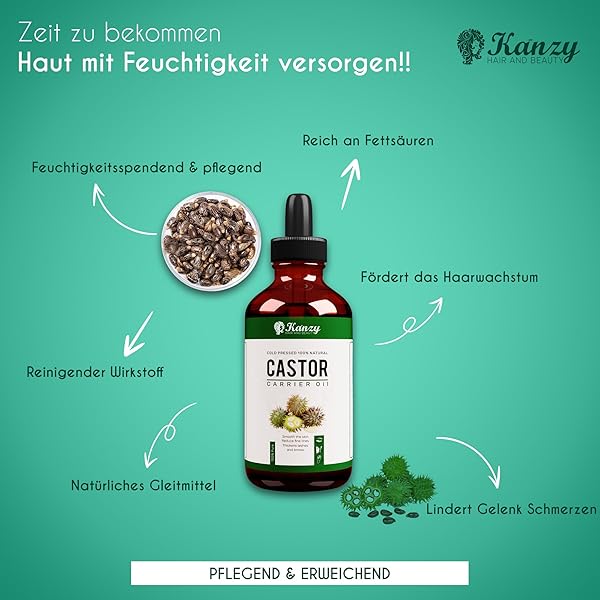 Besuche den KANZY- Kanzy Rizinusöl Kaltgepresst 100ml, Castor Oil for Hair Growth Natürlich Rizinus Öl für Körper, Haare, Nägel, Wimpern, Augenbrauen in use