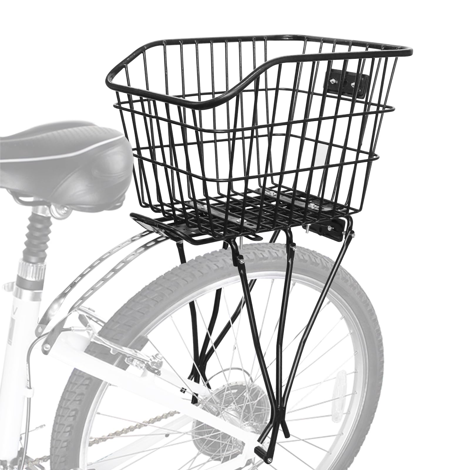 Rear Bike Rack with Basket?Aluminum Alloy Rear Bike Cargo Rack?Quick Release Adjustable Adult Bicycle Cargo Rack with Metal Rear Bike Basket & Waterproof Cover Use for Hauling Cargo by Bike