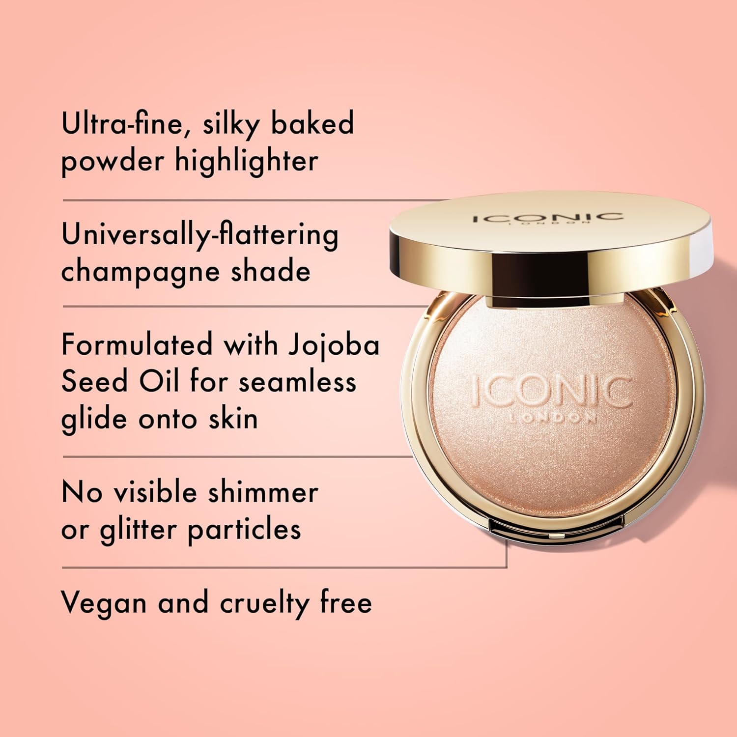 ICONIC LONDON Lit and Luminous Baked Highlighter | Powder Highlighter for a Radiant Glow, Cruelty-Free, Vegan Makeup, 0.56 oz - Image 2