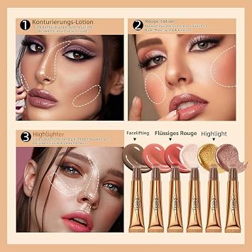 beauty searcher liquid contour beauty wall face highlighter and bronze stick attached with pillow applicator long-lasting silky cream face highlighter bronze makeup stick (01 & 02 & 04)