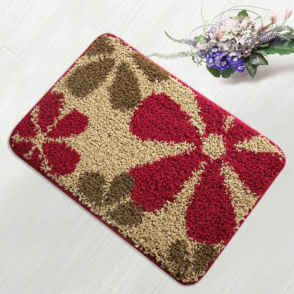 玄関マット ラグマット ドアマット バスマット 耐摩耗性 滑り止め 吸水 速乾 防カビ 抗菌 防臭 防音 厚手 柔らか 洗面台 寝室 バスルーム キッチン 屋内 丸洗い 長方形 花柄 7色選べる 60 90ｃｍ