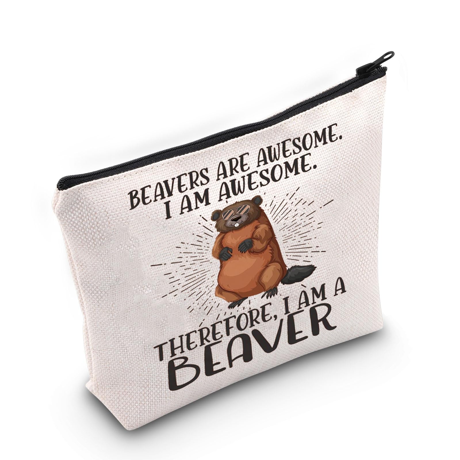 LEVLOBeaver Cosmetic Makeup Bag Beaver Lover Gift Beavers Are Awesome Makeup Zipper Pouch Bag For Beaver Fans (Beavers Are Awesome)