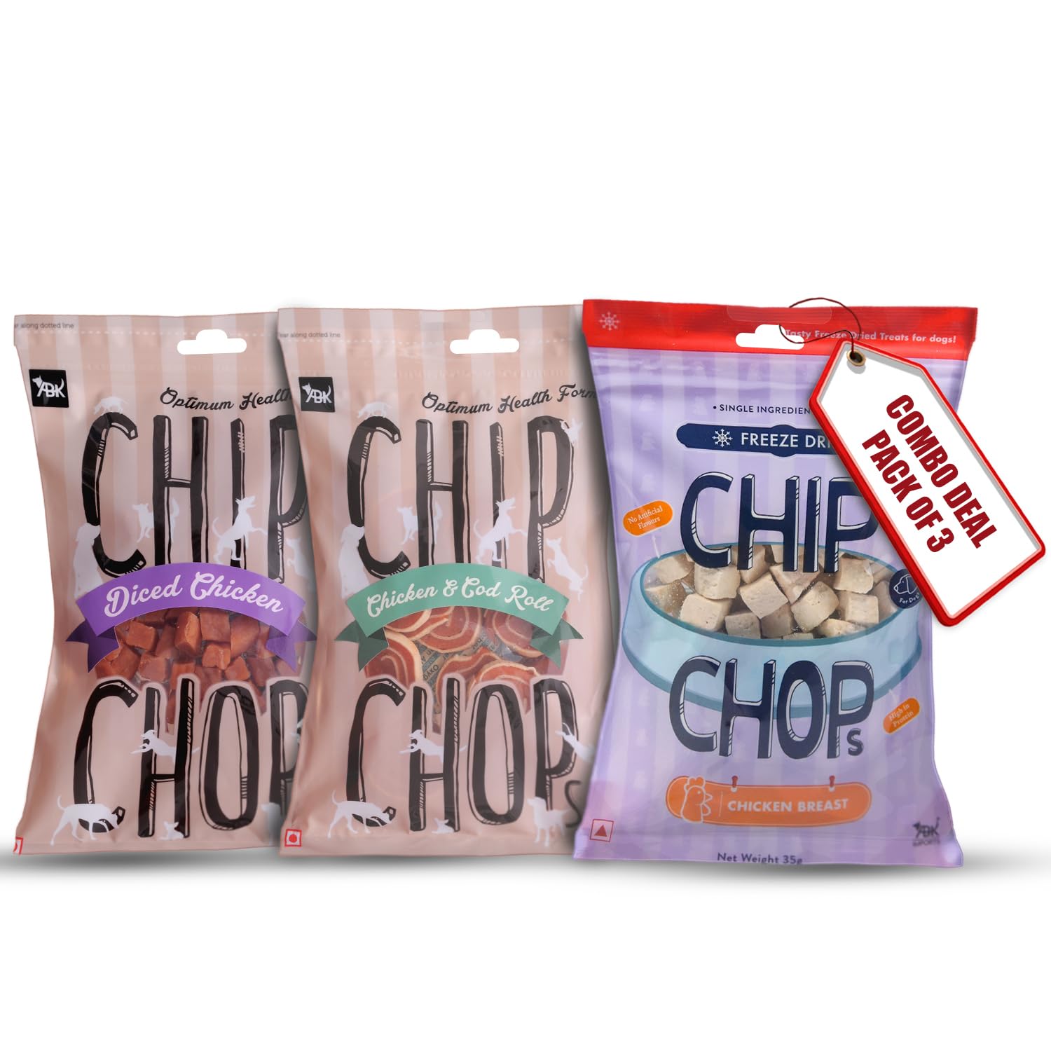 Combo of Chip Chops Diced Chicken, Chicken & Cod Fish Roll and Freeze Dried Chicken Breast Dog Treats, for All Dog Breeds and Life Stages-(Pack of 3) (B0C77KHJPS) Amazon Price History, Amazon Price Tracker