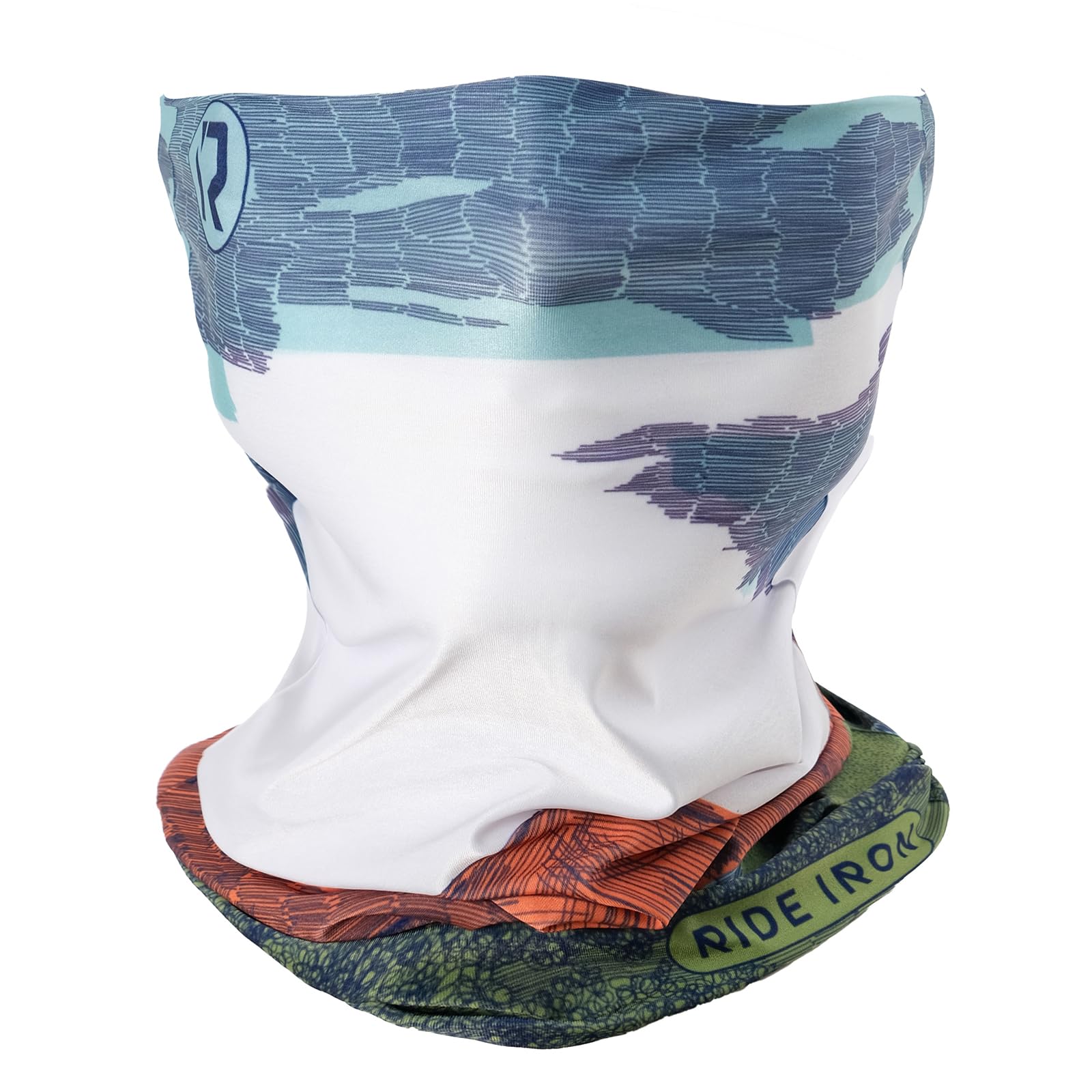 RIDEIRON Maschera moto, diversi modelli, protezione UV, scaldacollo traspirante per motociclisti, ciclisti, pescatori, escursionisti,Bianco-Verde