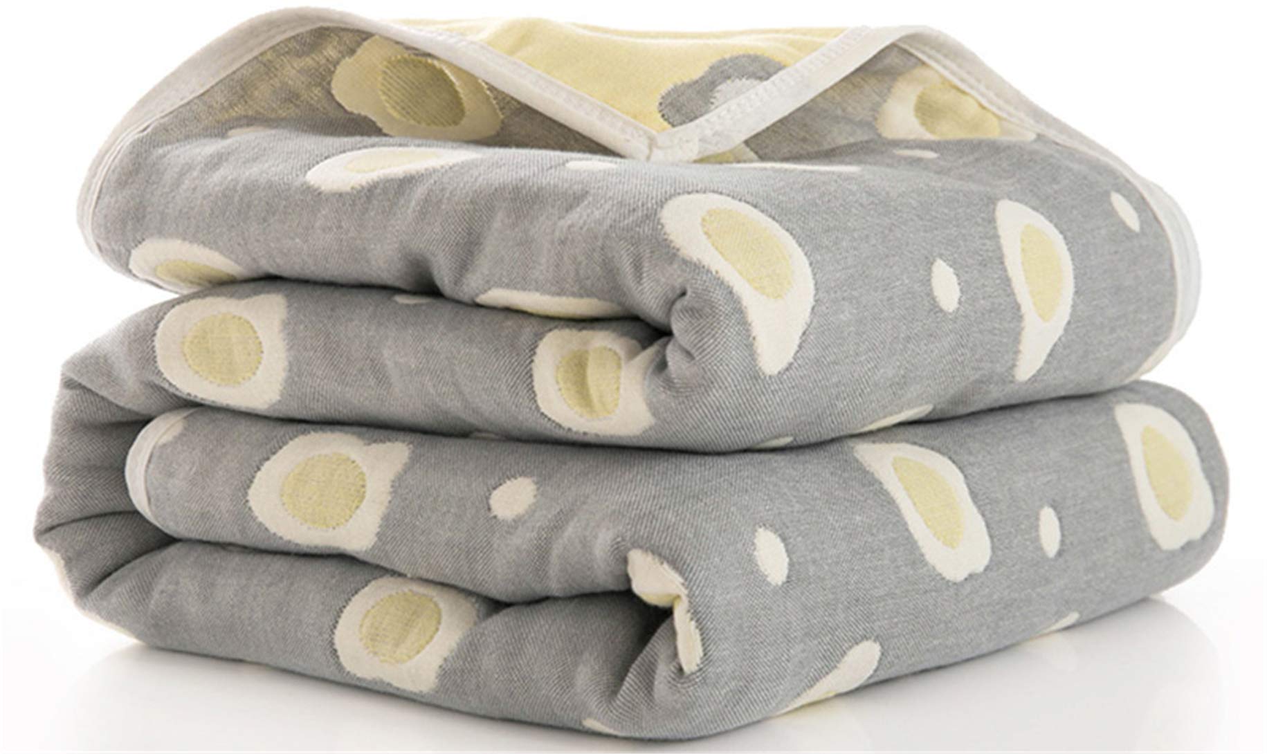 Hayisugar Muslin Baby Blankets 6 Layers 100% Cotton Muslin Swaddle Blanket Soft Infant Large Muslin Cloths Baby Swaddle Wrap for Newborn Kids, Gray Egg, 110x110cm