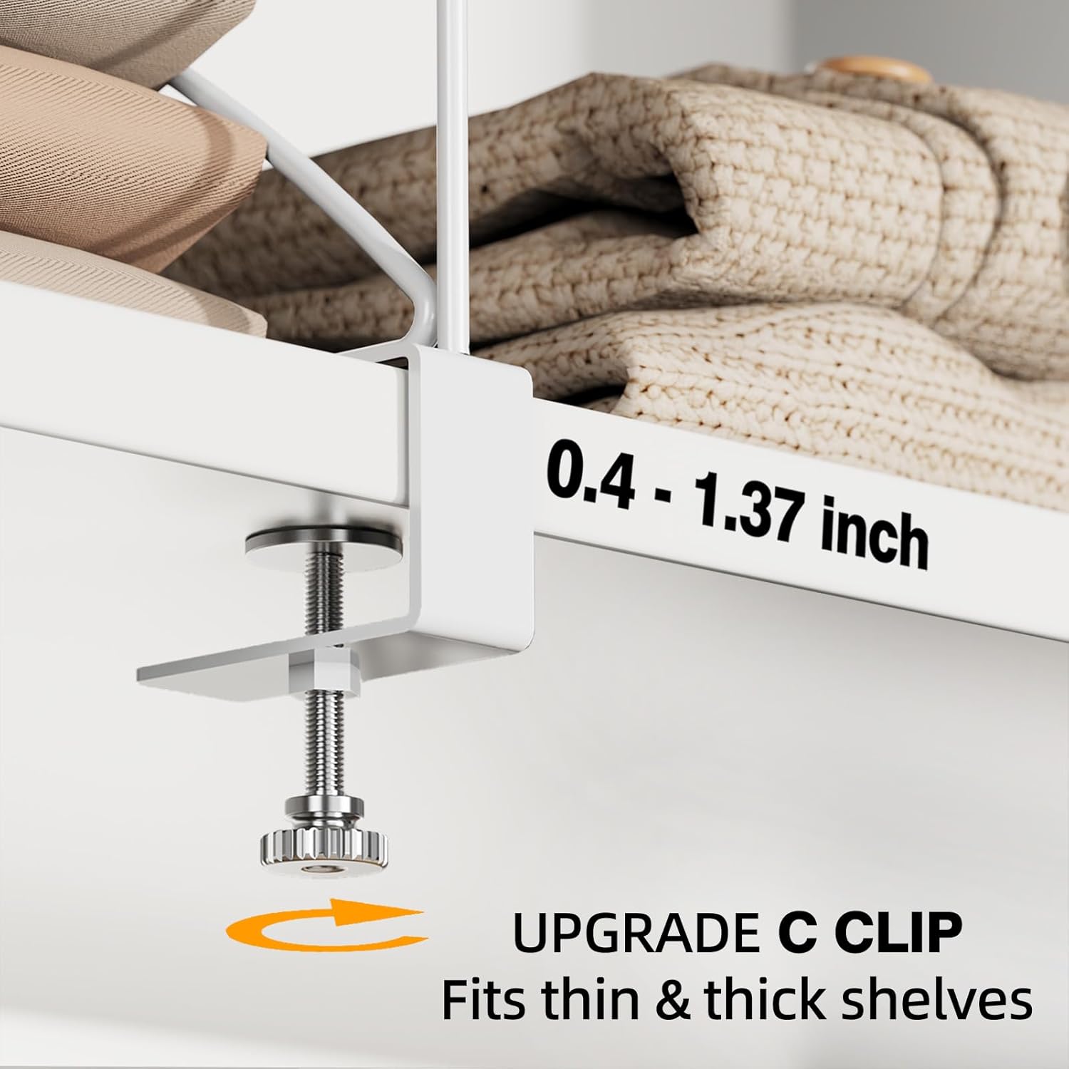 6-Piece Wire Shelf Dividers for Closet Organization, Upgraded C-Clips Adjustable Metal Shelf Dividers Suitable For Bedrooms & Kitchens, Storage Helper for Handbag Sweater Shirt Ankle Boots, White