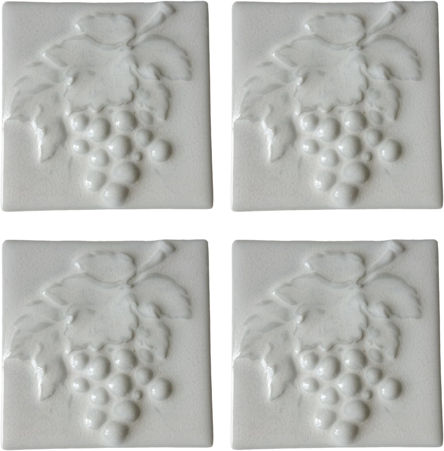 Amazon.co.jp: 95mm 角 デザイン タイル レリーフ ぶどう 4枚 セット