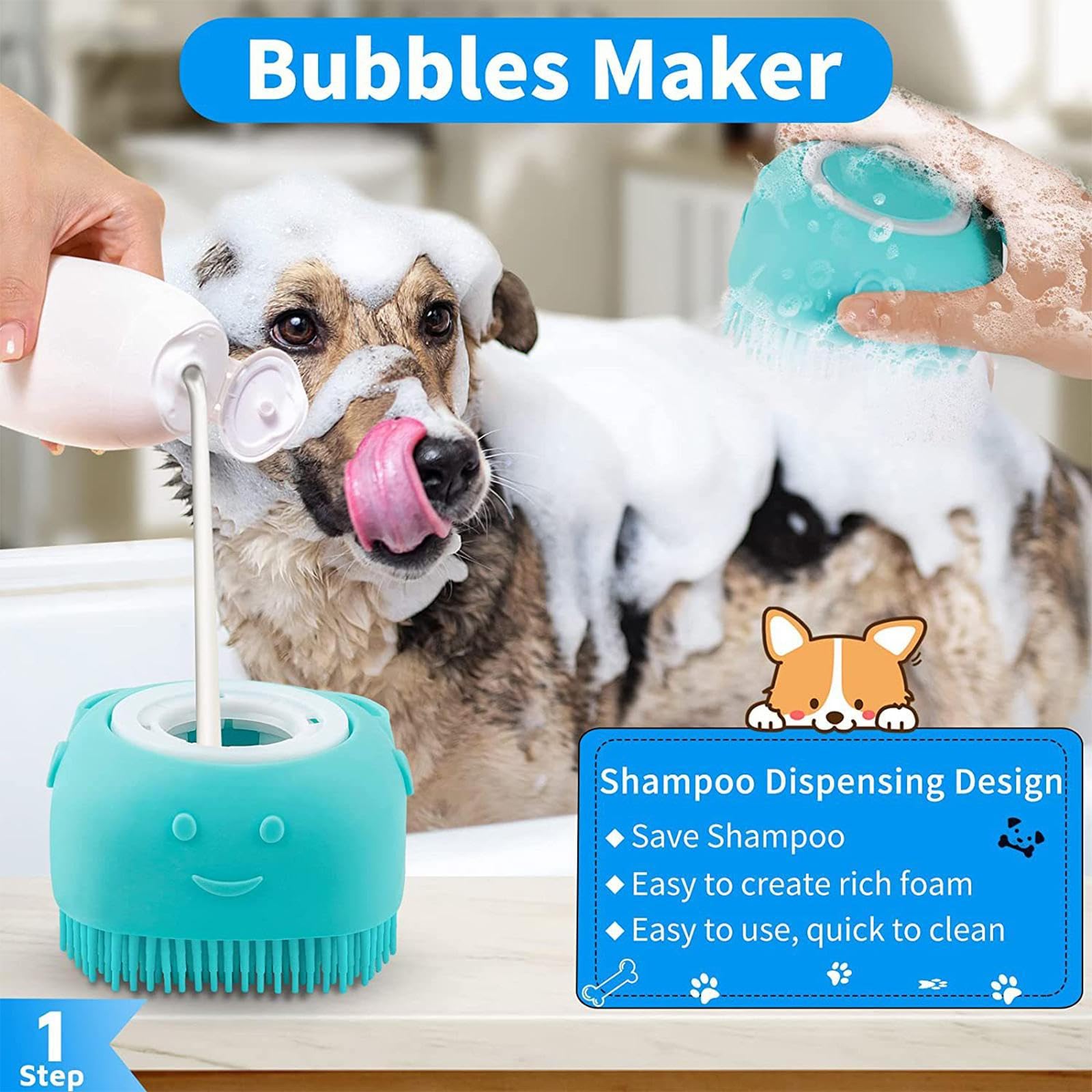 Spazzola da bagno per cani e gatti - Spazzola per la in gomma siliconica - Spazzola per massaggi per cuccioli - Spazzola per la pulizia d | Leroy Merlin