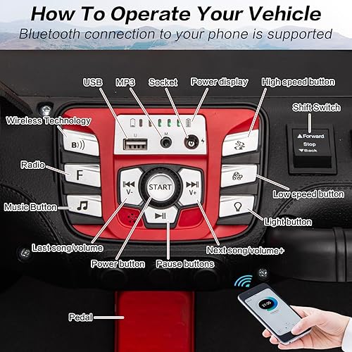Miniatura 6 de ALINUX Vehículos eléctricos todoterreno de 24 V 10 AH de 2 plazas UTV, 4WD todoterreno para niños con control remoto, Bluetooth, velocidad máxima de