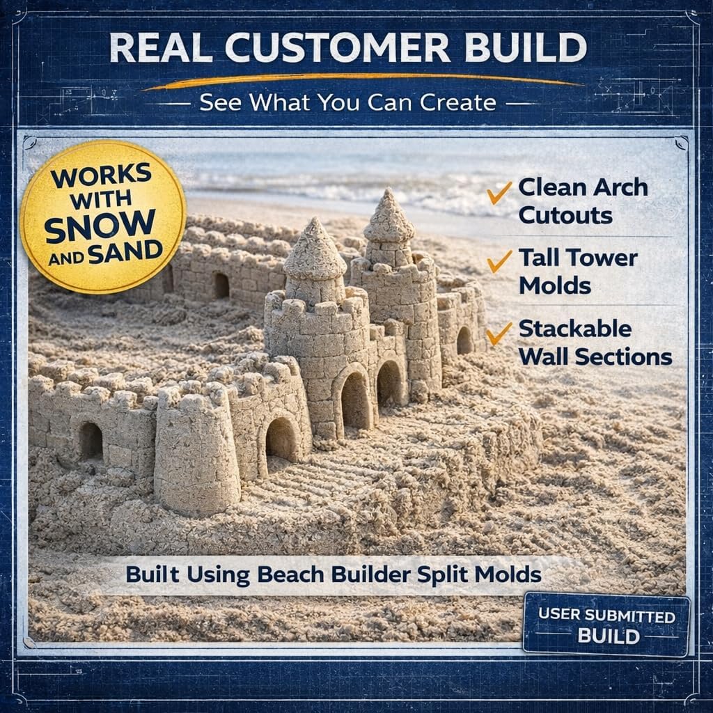 Liberty Imports Beach Builder Create a Sand Castle Pro Building Split Mold Sand Castle Construction, Plastic Beach Toy for Kids (18 Pcs)