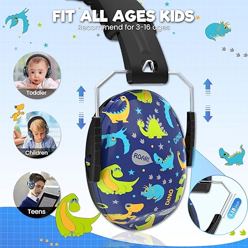 Miniatura 5 de RIIKUNTEK Protección auditiva para niños, SNR 27dB Auriculares con cancelación de ruido para niños, autismo y adolescentes