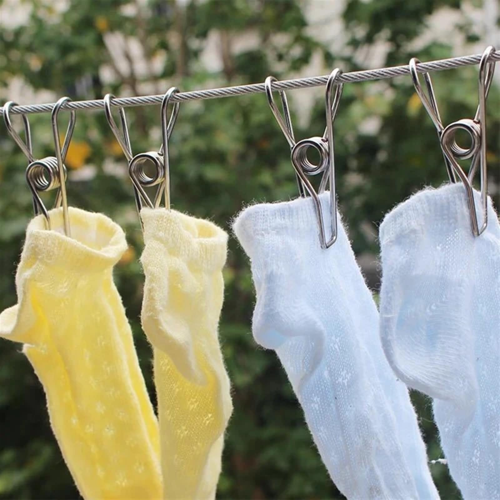 Pinzas de ropa de acero inoxidable para colgar en la ropa, 20 pinzas multiusos resistentes al viento de acero inoxidable de grado marino duraderas