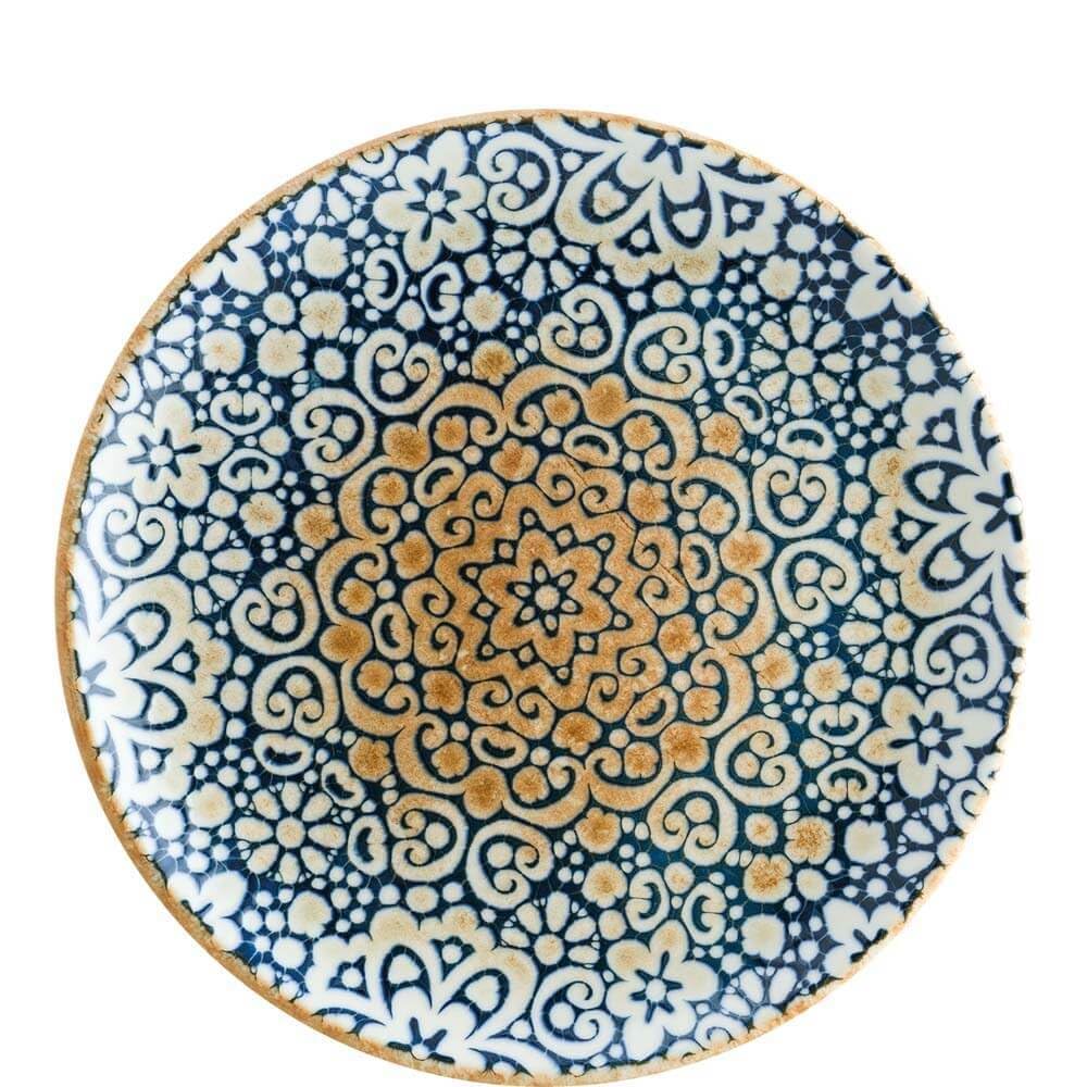 6x Brotteller Kuchenteller Desserteller Essteller Servierteller Geschirr Teller flach 21cm Bonna Alhambra Gourmet, Blau, Beige