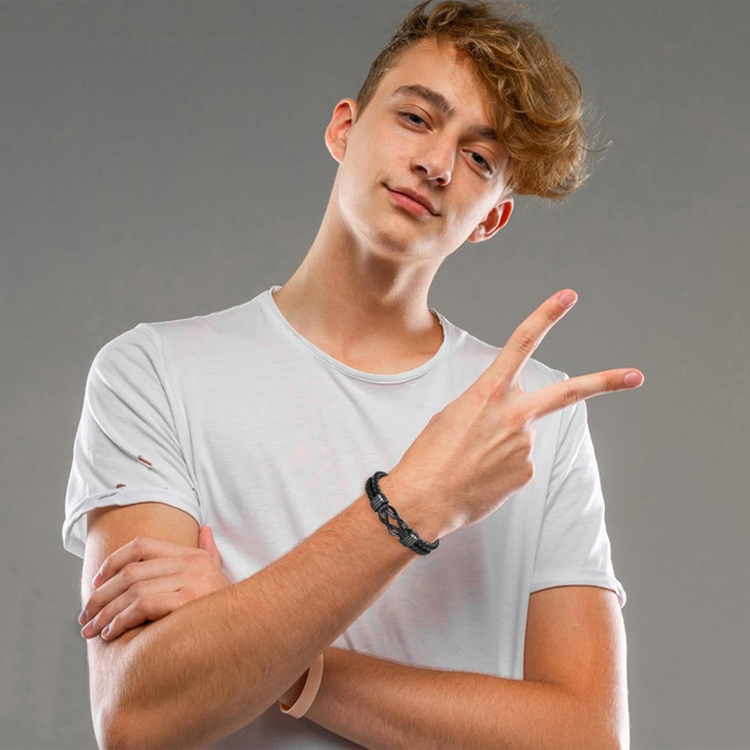 EPIRORA Gifts for Men Boys- Black Braided Leather Infinity Knot Bracelets for Son Grandson Nephew Brother Dad Husband, Jewelry Gifts for Christmas Birthday Graduation Anniversary Valentine's Day - Image 5