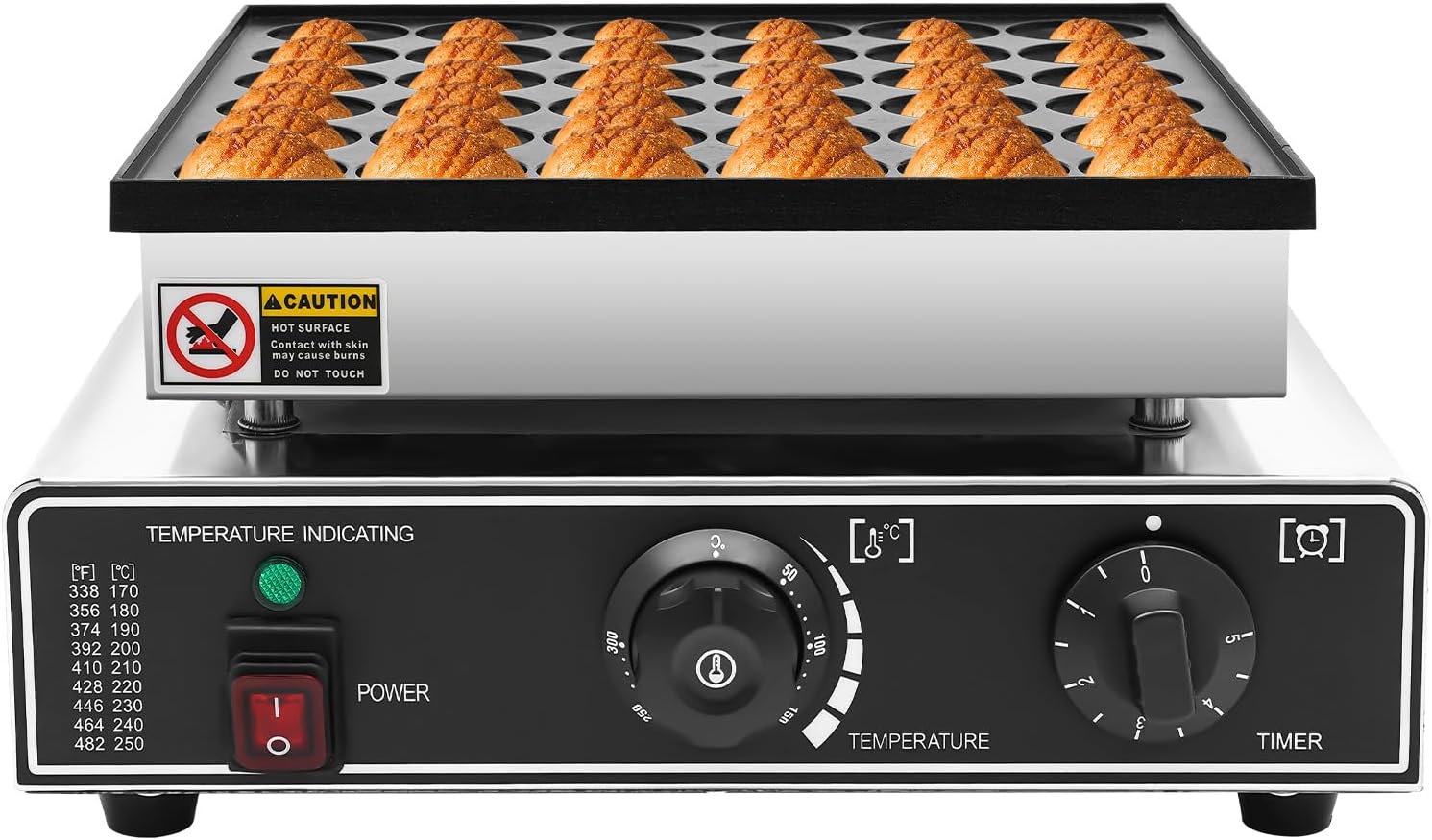36Pcs Commercial Waffle Stick Maker 950W 110V Mini Pancake Maker Machine 122-572℉ Temp Control Dutch Pancake Maker 0-5min Time Control for Making Muffins Waffles 14.17 x 16.14 x 6.89in