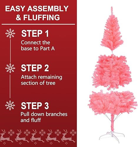 Miniatura 2 de ALDRIMORE&LLY Árbol de Navidad artificial de 6 pies con 550 puntas de ramas y soporte plegable, árbol de Navidad de oropel completo con tecnología