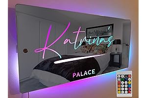 32" Personalized Name Mirror with Lights, LED Color Changing Light Up Mirror for Wall Decor