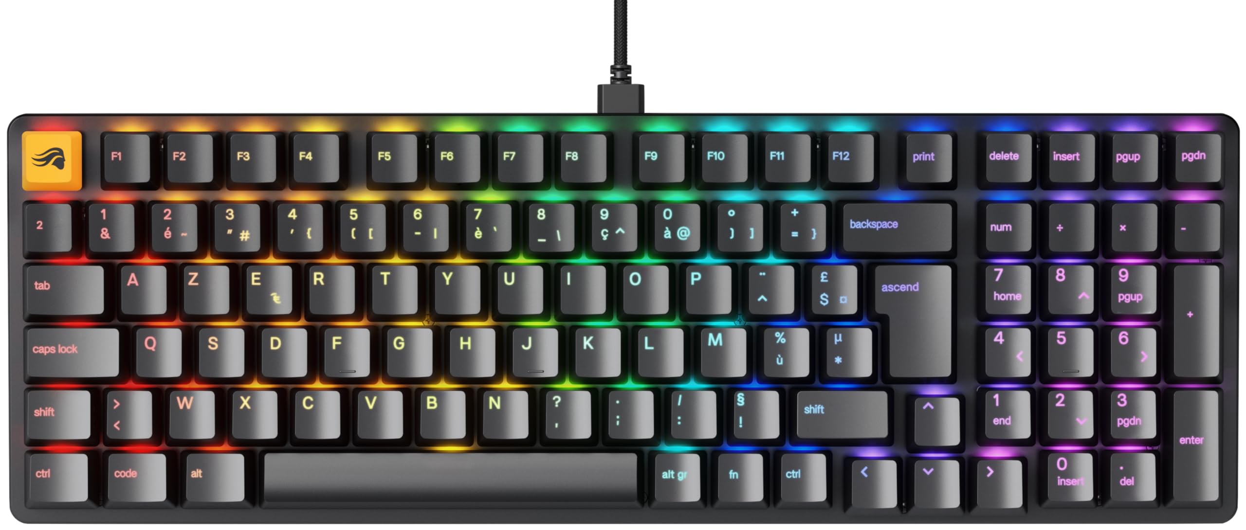 Glorious Gaming GMMK 2 Compact (65%) – Mechanisches Gaming-Keyboard, Aluminiumrahmen, anpassbar, Doubleshot-Kappen, Glorious Fox Schalter, tastenweise RGB, Englisch QWERTY Layout - Weiß