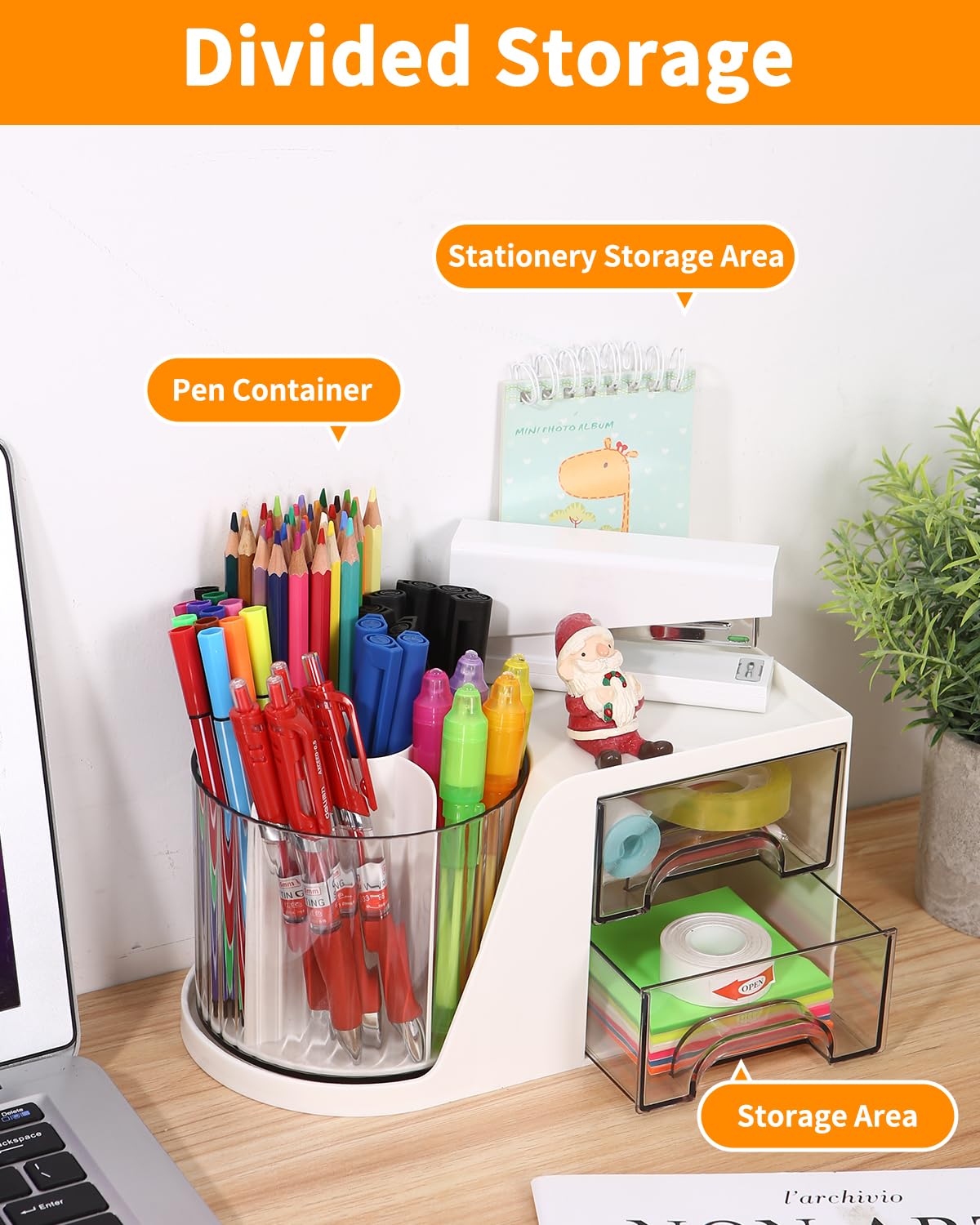 Drehbare Schreibtisch-Organizer – Weiß, 360° Drehbar Mit C-Clip, Spart Platz