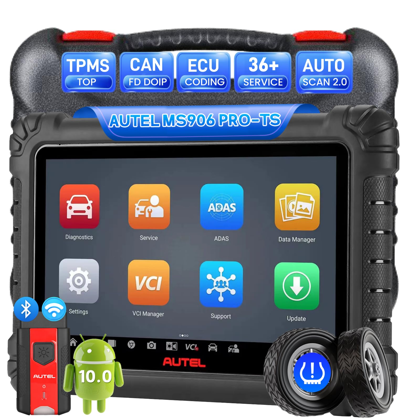 Autel Scanner MaxiSYS MS906 PRO-TS, Top TPMS Programming Tool, 2025 Up of MS906 Pro MP900TS MP900BT MS906TS MS906BT MS906MAX,36+ Services, 3000+Active Test,All System Diagnosis,FCA SGW, Auto Scan 2.0