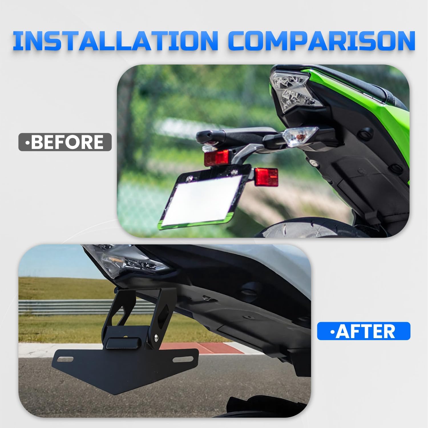 Fender Eliminator for Ninja 650, Z650, EX650, Ninja 650 KRT 2017-2025, License Plate Holder Bracket Tail Tidy Kit with Light Compatible with Kawasaki