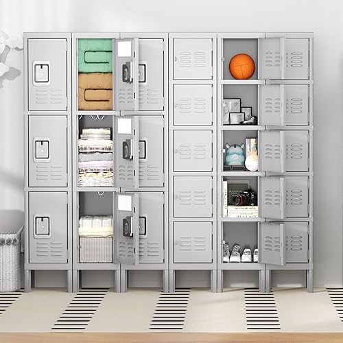 Vista 30 de Greenvelly Armario de almacenamiento de 9 puertas para empleados, casillero de metal para oficina, gimnasio, Shool, casillero de acero negro