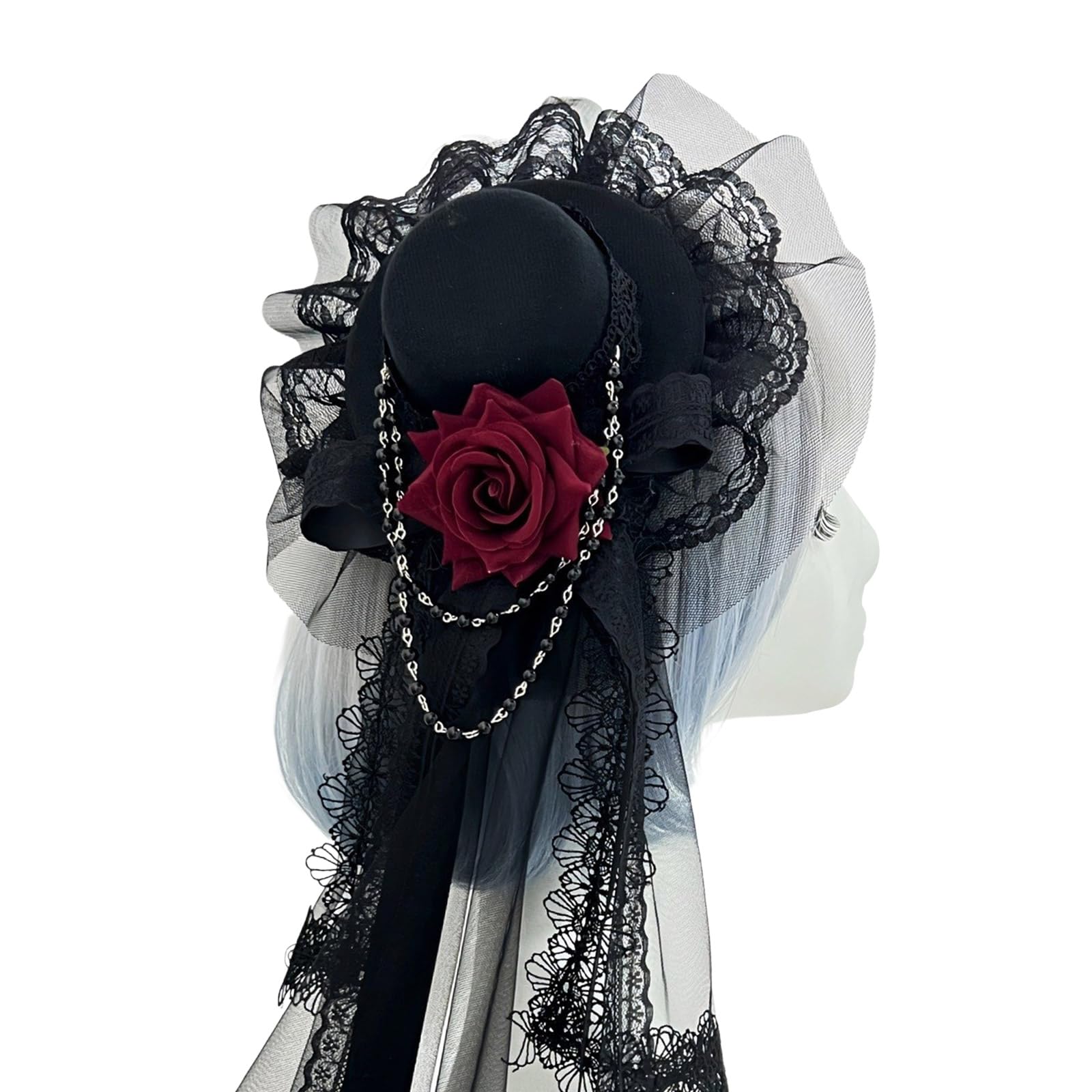 YUXITA Elegant Rose Accent Veil Hair Clip For Women Girls Lightweight Nonslip Hair Barrettes For Wedding Party Daily Use